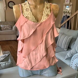 Scalloped sheer blouse